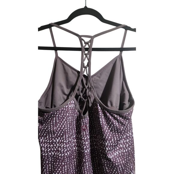 PrAna Elixer Volcanic Plum Sumatra Sporty Tank Dress Built In Bra Large Hiking - Picture 10 of 11